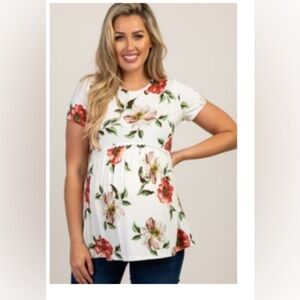 Floral Short Sleeve Shirt Maternity